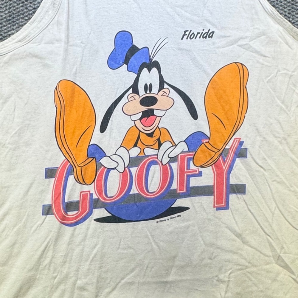 Vintage 90s Disney Goofy Florida Tank Top Sherry's Best White XL Single Stitch